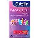 Ostelin Kids Vitamin D3 Liquid packaging with a dinosaur illustration on a purple background