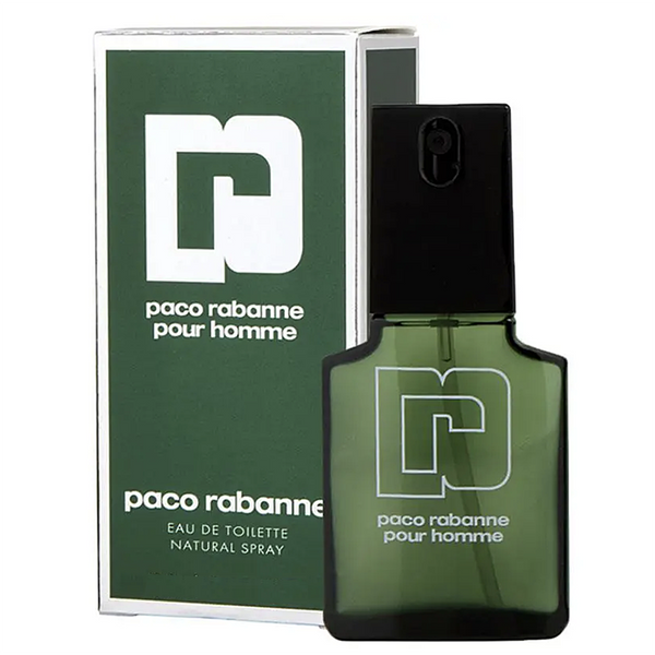 Paco Rabanne pour homme perfume bottle and packaging on a white background