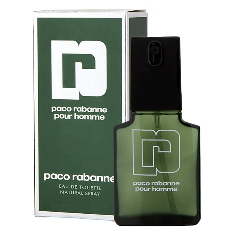 Paco Rabanne pour homme perfume bottle and packaging on a white background