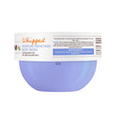 Blue container of whipped moisture drenching body cream with a white label on a white background