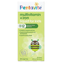 Pentavite multivitamin and iron liquid for kids packaging on a white background