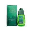 Green perfume bottle and packaging with 'Pino Silvestre' branding on a white background