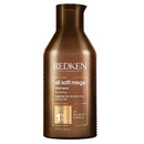 Redken all soft mega shampoo bottle on a white background