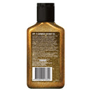 Gold bottle with black cap and label on a white background