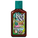 Bottle of Reef Sunscreen Oil with coconut oil label on a white background