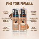 Revlon ColorStay foundation bottles with product features on a beige background