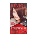 Revlon Colorsilk hair color packaging with a model's face on a white background