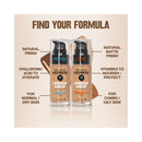 Revlon ColorStay foundation bottles with product information on a beige background