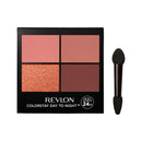 Revlon colorstay makeup palette with four shades and a brush on a white background