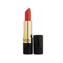 Red lipstick with gold cap and black base on a white background