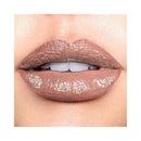Close-up of lips with a metallic lip color on a white background