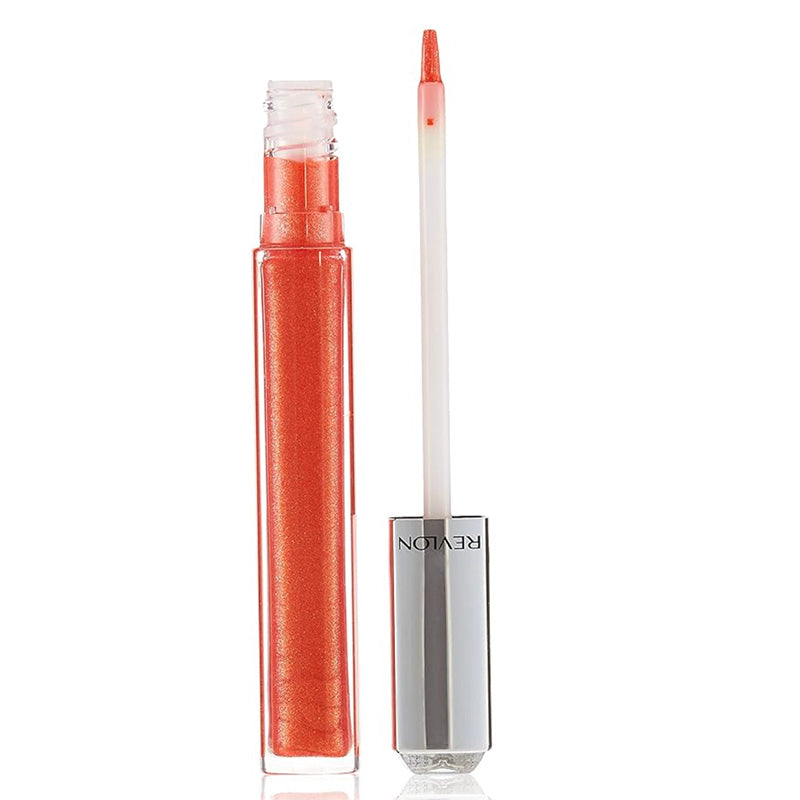 Lip gloss with applicator on a white background