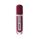 Lipstick with a clear casing and red cap on a white background