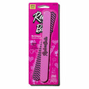 Pink packaging of a nail file with black and white striped design on a white background