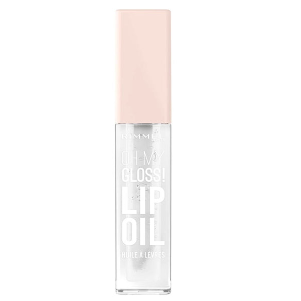 Lip oil with pink cap on a white background