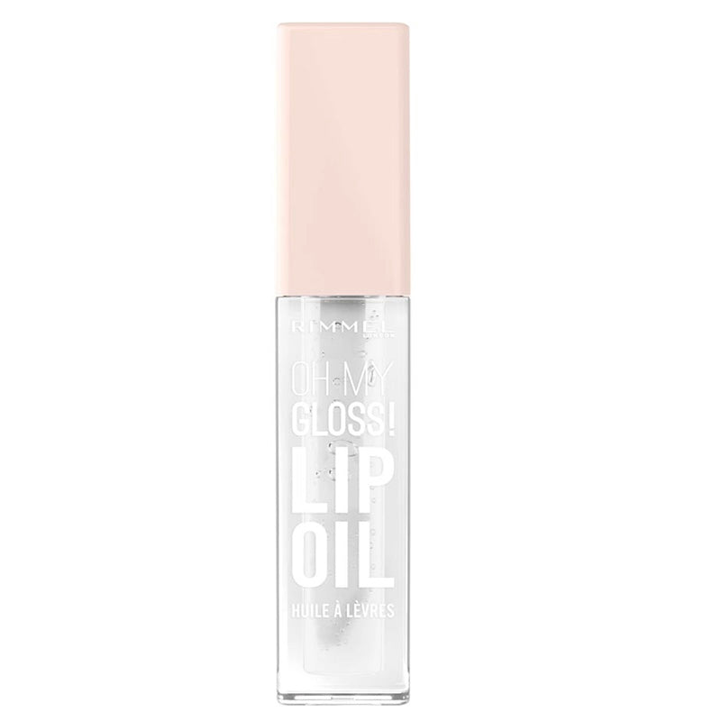 Lip oil with pink cap on a white background