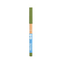 Two makeup brushes with green and brown handles on a white background