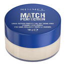 Rimmel Match Perfection loose setting powder container on a white background