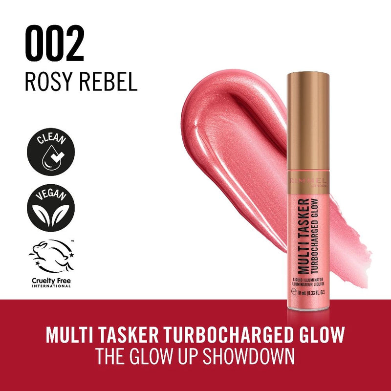 Multi Tasker lip product with pink color swatch and branding on a white background