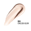 Cosmetic swatch labeled '004 Chelsea Glow' on a white background