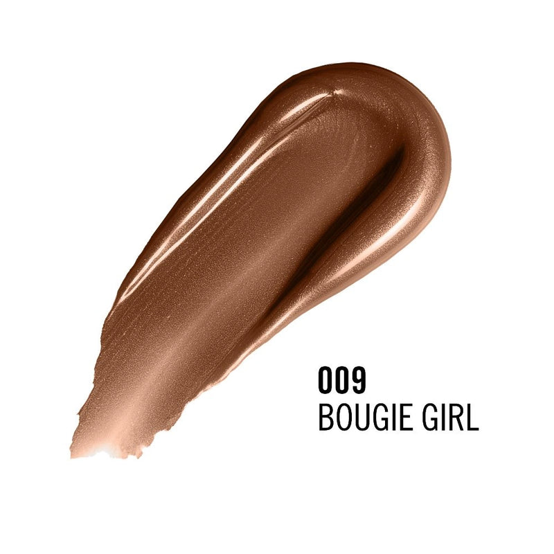 Bronze-colored makeup swatch labeled '009 Bougie Girl' on a white background