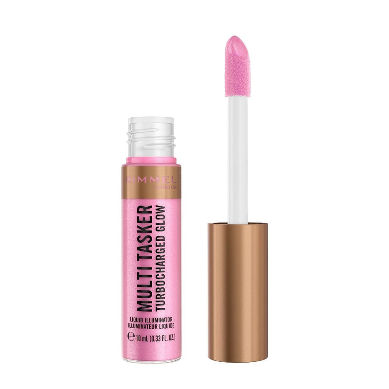 Multi-Tasker liquid illuminator with pink applicator on a white background