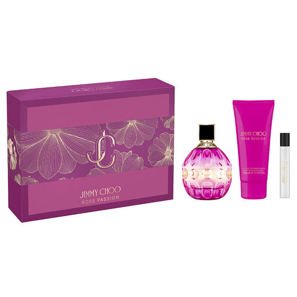 Jimmy Choo Rose Passion 3 Piece Gift Set (Eau De Parfum 100ml, Body Lotion 100ml & Eau De Parfum 7.5ml)