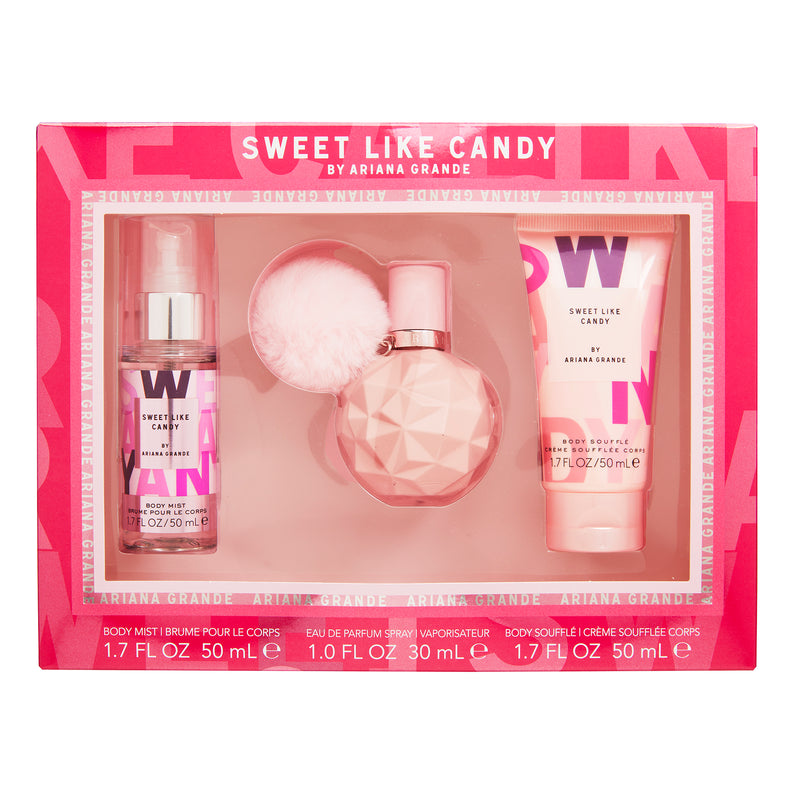 Ariana Grande Sweet Like Candy 3 Piece Gift Set - Eau de Parfum 30ml, Body Mist 50ml & Body Souffle Cream 50ml