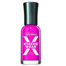 A bottle of Sally Hansen Xtreme Wear gel nail polish in a bright magenta-pink shade, featuring a black cap and white branding on the front, set against a plain white background.