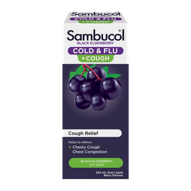 Sambucol Cold & Flu + Cough Liquid 250ml