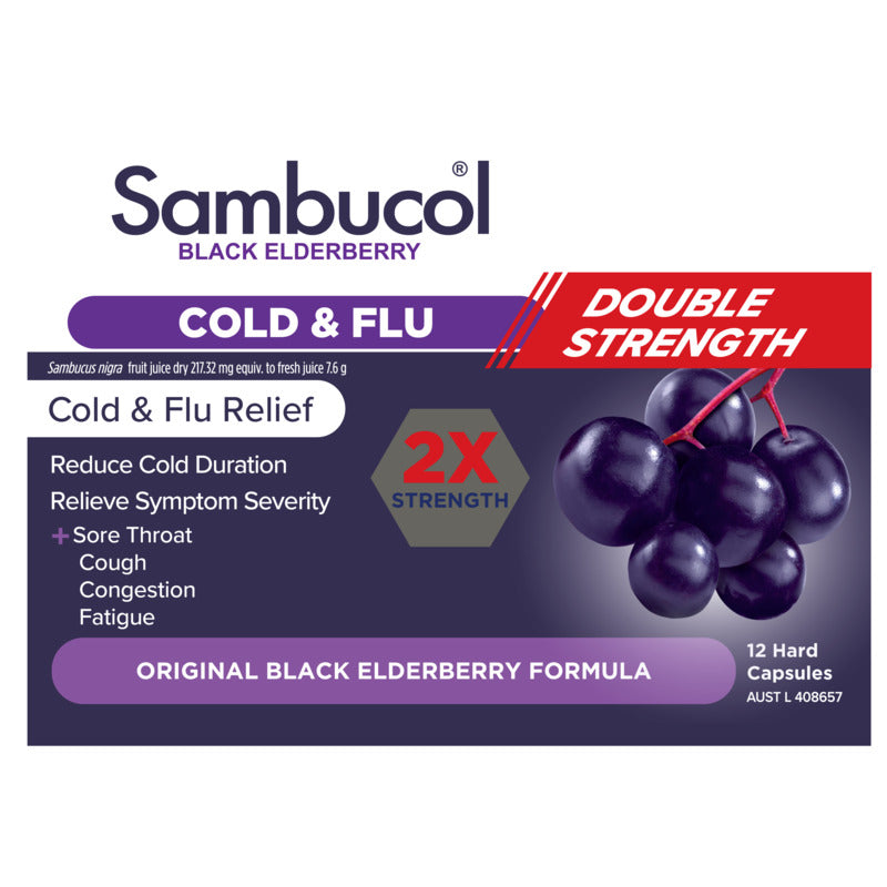 Sambucol Double Strength Cold & Flu 12 Capsules