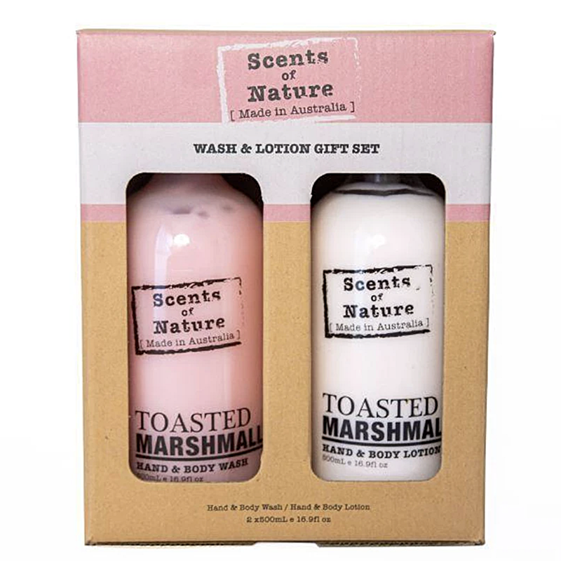 Scents of Nature Toasted Marshmallow gift set with two bottles in a box.