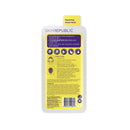 Sheet mask packaging with yellow label on a white background