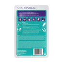Back of a Skin Republic product packaging with text and icons on a white background
