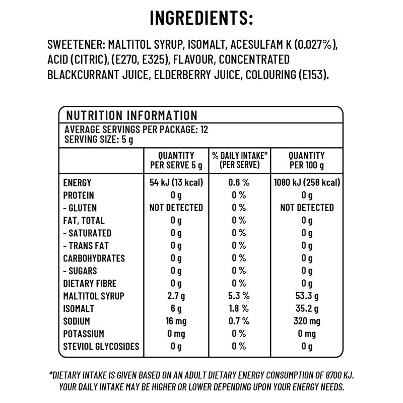 Sugarless Confectionery Blackcurrant Hard-Boiled Candy 70g