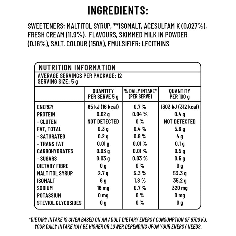 Sugarless Confectionery Butterscotch Hard-Boiled Candy 70g