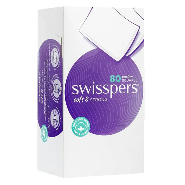 Swisspers Cotton Square Pads - 80 Pack