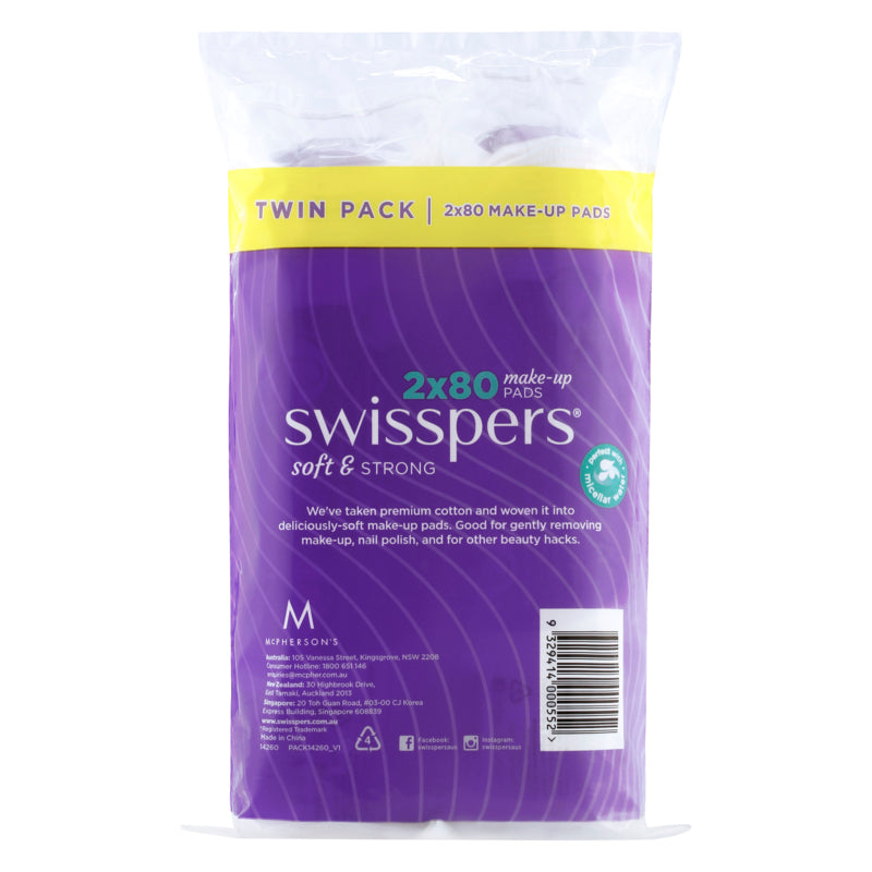 Swisspers Make-Up Pads - 2x80 Pack