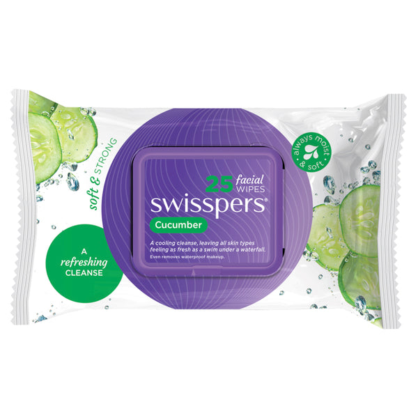 Swisspers Cucumber Cleansing Facial Wipes - 25 Pack