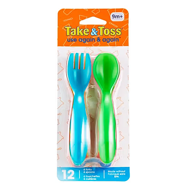 Take & Toss Toddler Flatware (6 Forks 6 Spoons)