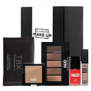 The Ultimate Make Up Kit Perfect Edition Eyes Lips Nails MUD Essence TBX featuring eyeshadow palette, nail polish, make up collars, bronzer, lip paint on a white background