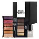 The Ultimate Make Up Kit All Eyes On You Edition for Eyes and Nails Ulta3 MUD featuring nail polish, eyeshadow palette, mascara and blush eyeshadow palette on a white background