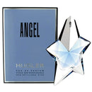 Mugler Angel perfume bottle with star design and packaging on a white background