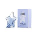Mugler Angel perfume bottle and packaging on a white background