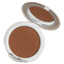 Compact brown powder in a white case on a white background