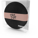 Black and beige makeup sponge in packaging with 'Thin Lizzy' branding.