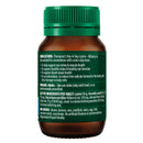 A brown amber bottle of Thompson's One-A-Day Lutein + Bilberry dietary supplement, showing the back side with green text and a green ribbed cap, on a white background.