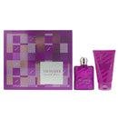 Trussardi Sound of Donna 2 Piece Gift Set packaging, including a bottle of eau de parfum and a body lotion tube, with a purple and geometric patterned box.