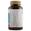 A dark amber brown plastic bottle of dietary supplements with a gold ribbed cap and a white label, shown against a plain white background.