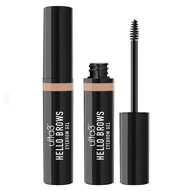 Two black Brow Gel containers with applicators on a white background